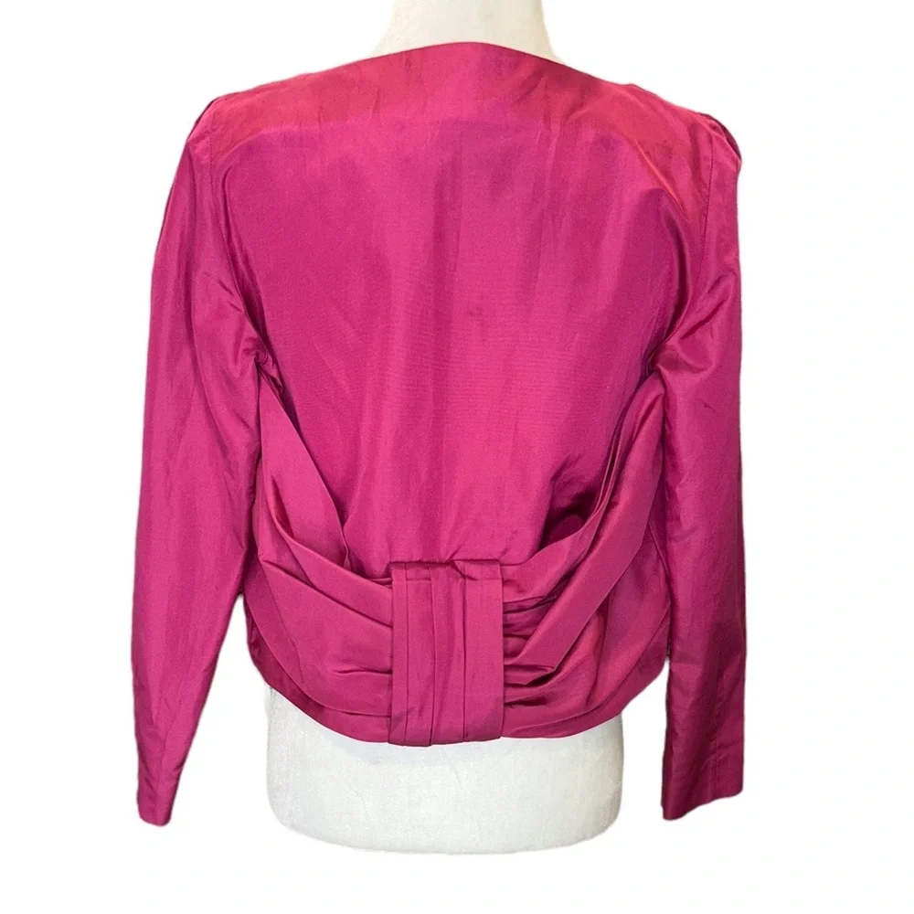 NWT Moschino Rare Vintage Pink Silk Blend Bow Crop Blazer - 42 - 8 US